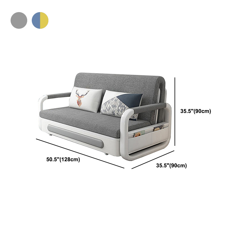 Washable Linen Square Arm Sofa Bed Standard Foldable Sofa for Living Room