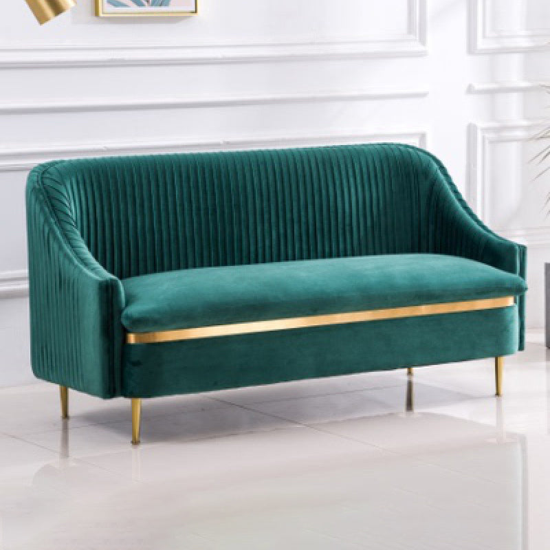 Contemporary Slopped Arm Sofa with Swen Pillow Back  Velvet Sofa