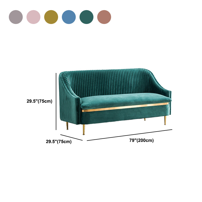 Contemporary Slopped Arm Sofa with Swen Pillow Back  Velvet Sofa
