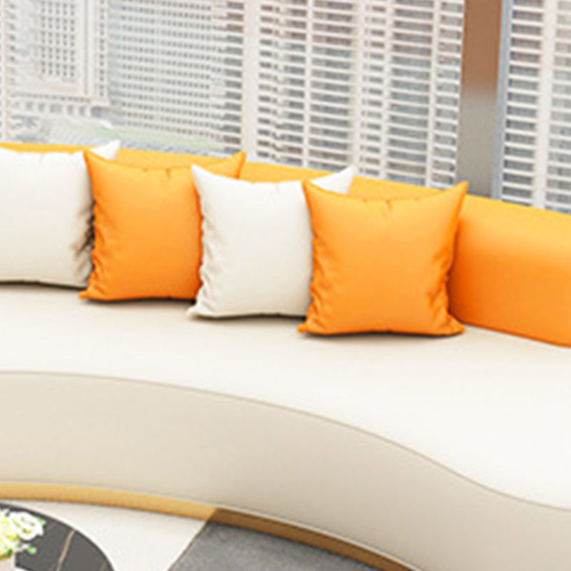 Faux Leather Armless Curved Sofa Contemporary Moon Shape Sofa