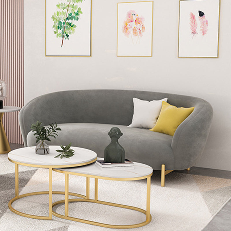 Contemporary Velvet Sofa Flared Arm Standard Sofa for Living Room