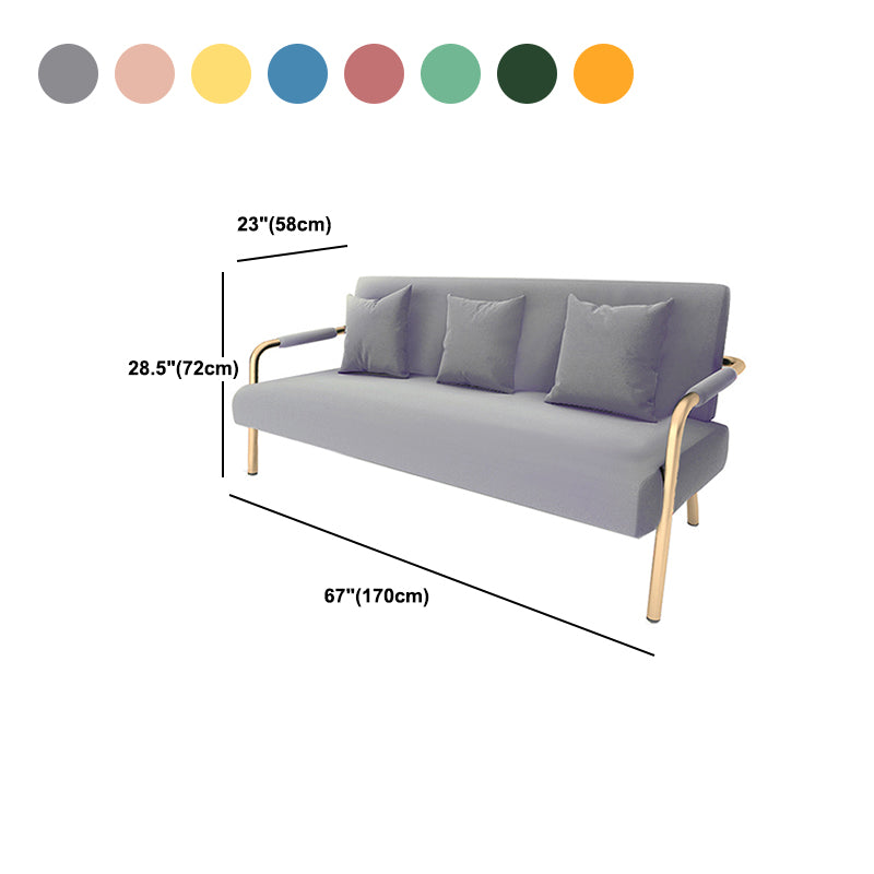 28.35" High Velvet 3-seater Sofa with Square Arm for Apartment