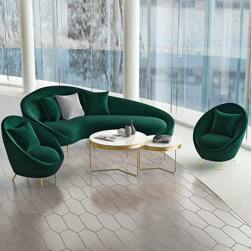 Sloped Arm Curved Sofa ,Wool Contemporary 38.19" W Sofa for Apartment