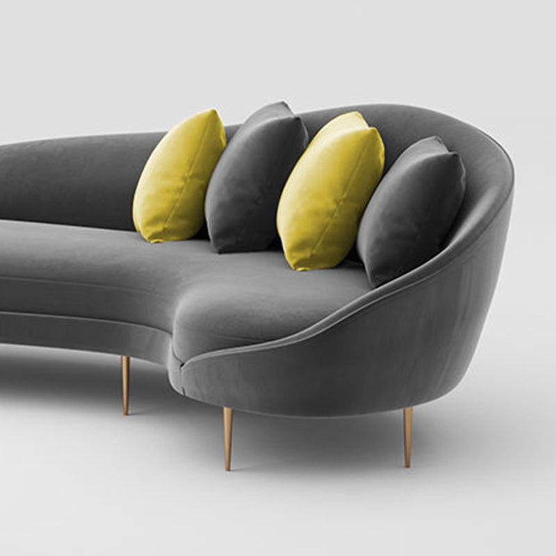 Sloped Arm Curved Sofa ,Wool Contemporary 38.19" W Sofa for Apartment