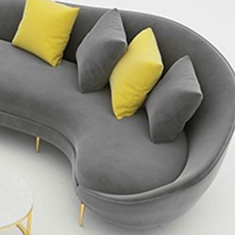 Sloped Arm Curved Sofa ,Wool Contemporary 38.19" W Sofa for Apartment