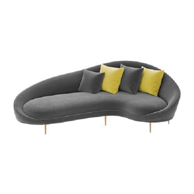Sloped Arm Curved Sofa ,Wool Contemporary 38.19" W Sofa for Apartment