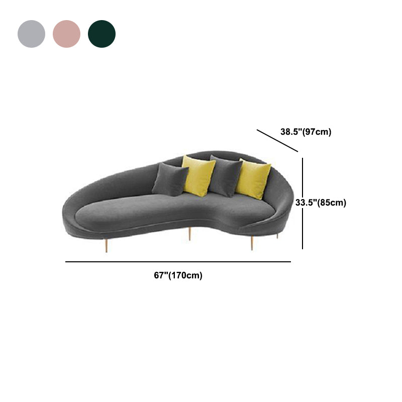 Sloped Arm Curved Sofa ,Wool Contemporary 38.19" W Sofa for Apartment
