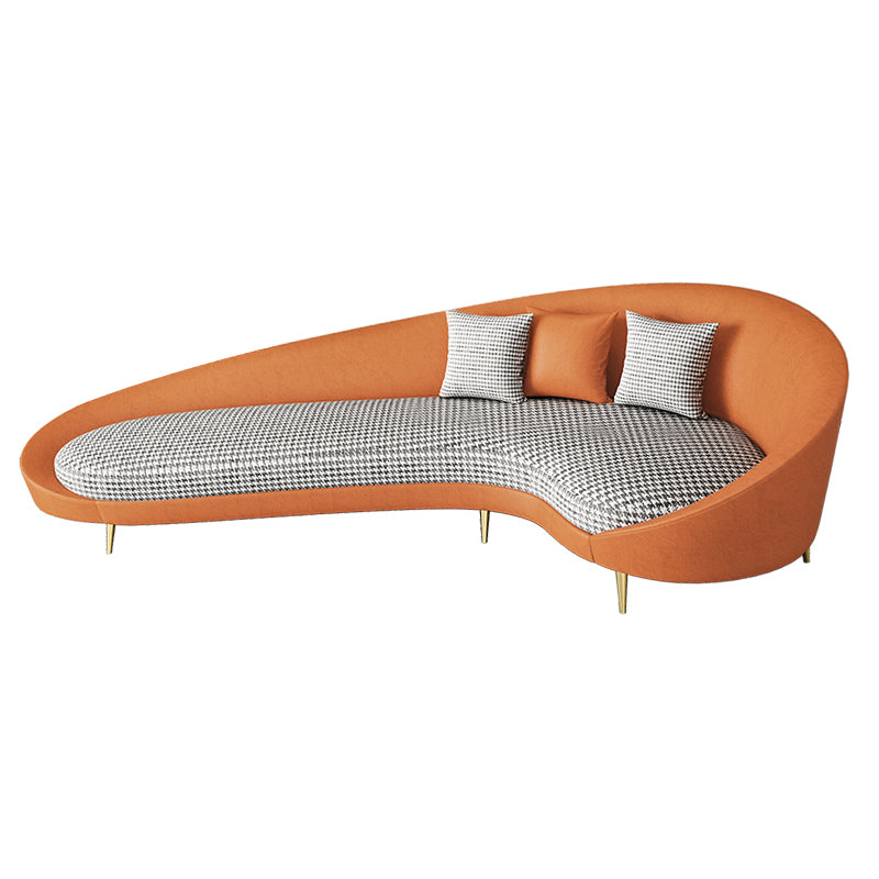 Faux Leather Sloped Arm Curved Sofa Contemporary Moon Shape Sofa