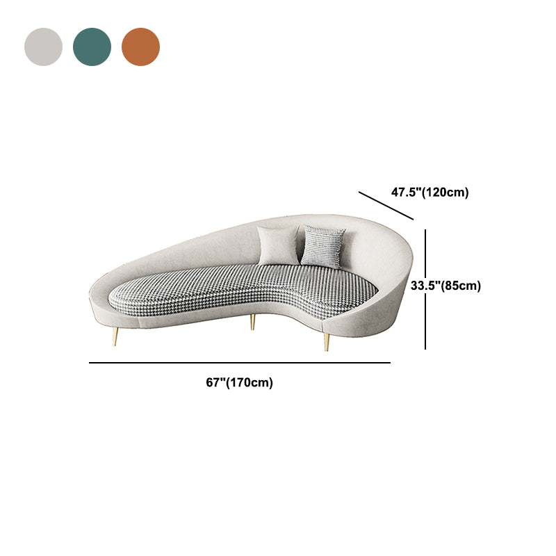Faux Leather Sloped Arm Curved Sofa Contemporary Moon Shape Sofa