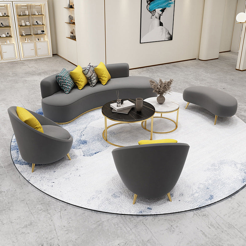 Velvet Contemporary Curved Sofa Standard Armless Sofa for Living Room