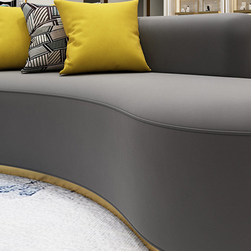Velvet Contemporary Curved Sofa Standard Armless Sofa for Living Room