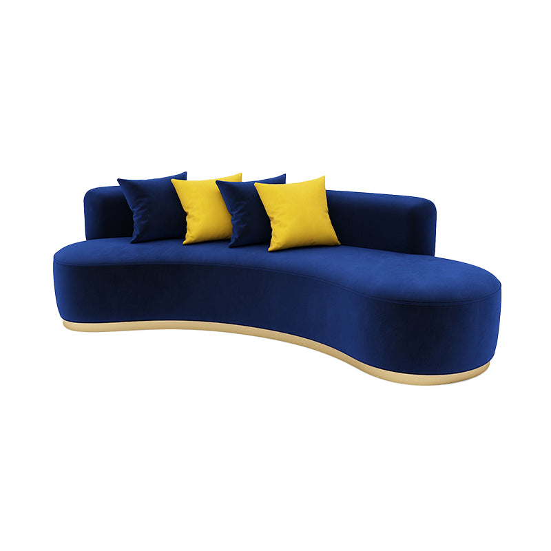 Velvet Contemporary Curved Sofa Standard Armless Sofa for Living Room