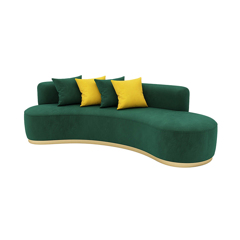 Velvet Contemporary Curved Sofa Standard Armless Sofa for Living Room