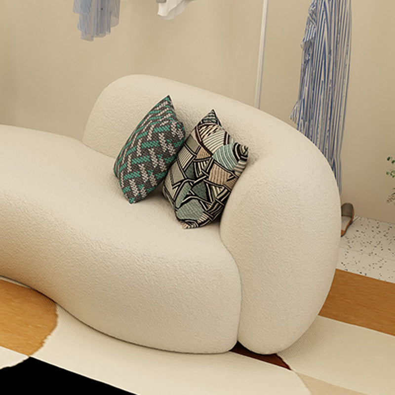 Wool Recessed Arm Sofa Curved Sofa 29.53" High for Living Room