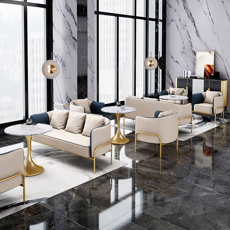 Modern Faux Leather Sofa with Pillow Back for Living Room Sofa