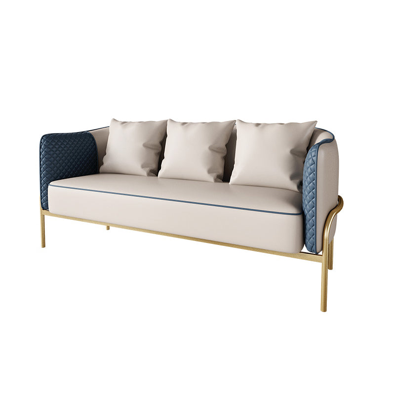 Modern Faux Leather Sofa with Pillow Back for Living Room Sofa