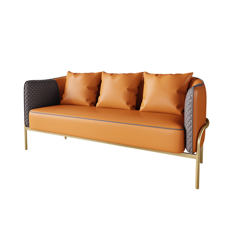 Modern Faux Leather Sofa with Pillow Back for Living Room Sofa