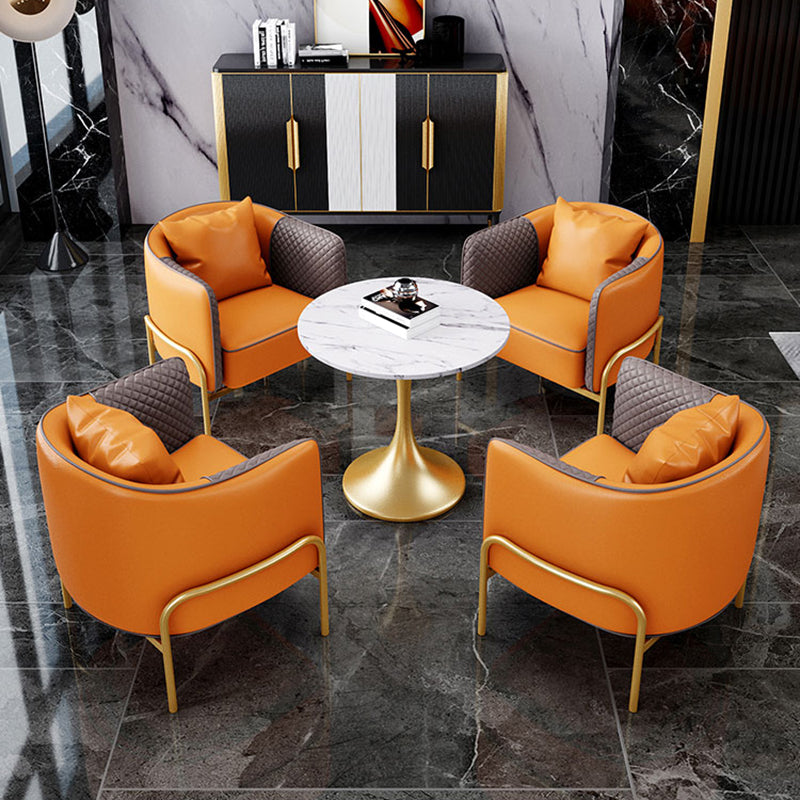 Modern Faux Leather Sofa with Pillow Back for Living Room Sofa