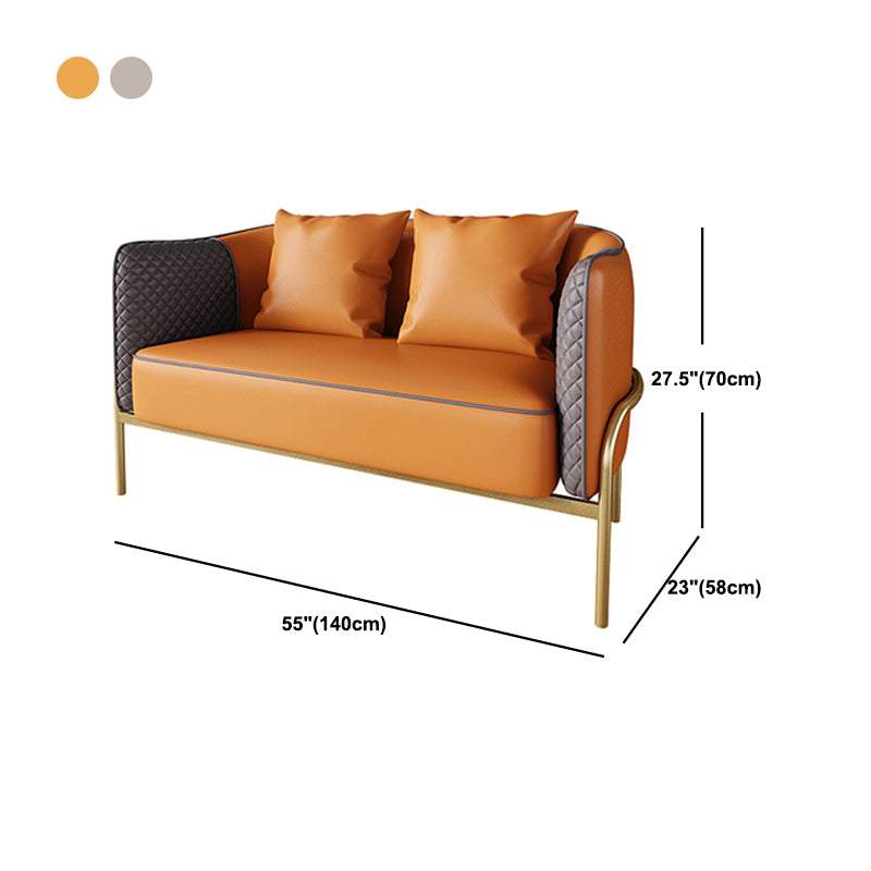 Modern Faux Leather Sofa with Pillow Back for Living Room Sofa