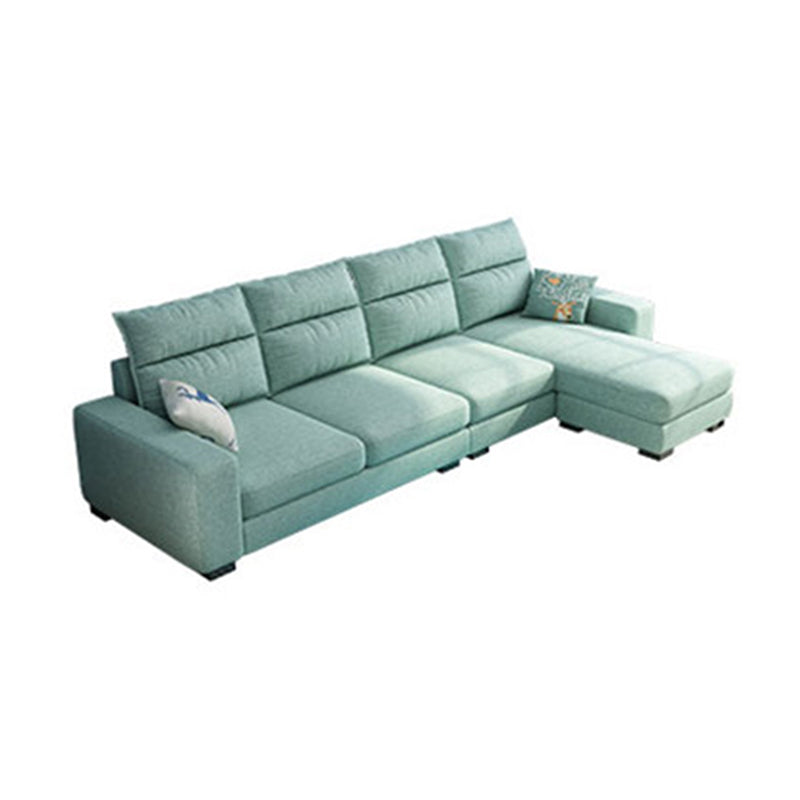 Square Arm 4-Seater Sofa & Chaise 106.3" W Linen/Faux Leather Cushions Sofa