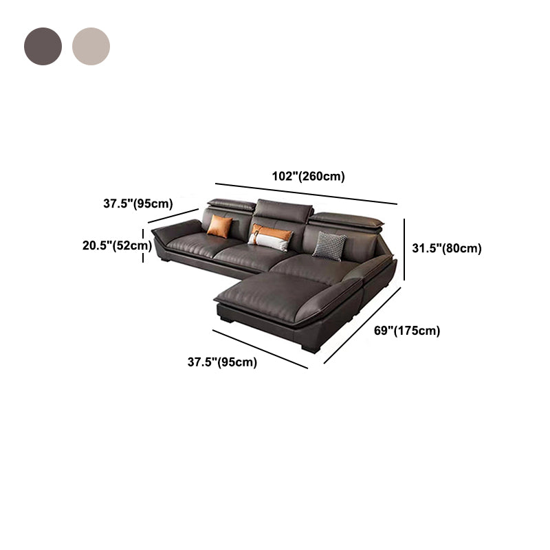 Modern 3/4-Seater Faux Leather Sofa & Chaise 68.9" D Pillow Top Arm Sofa