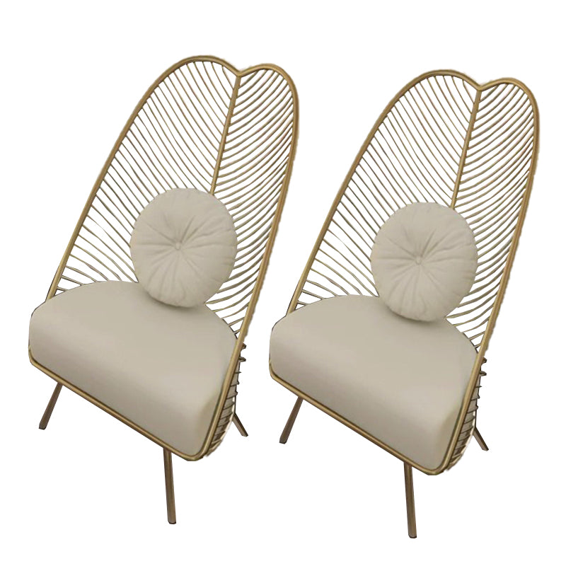 Glam Style Armless Gold Metal Chair with Parsons Chair Pillow