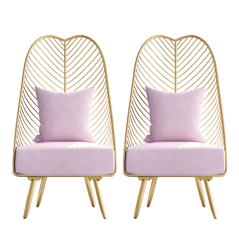 Glam Style Armless Gold Metal Chair with Parsons Chair Pillow