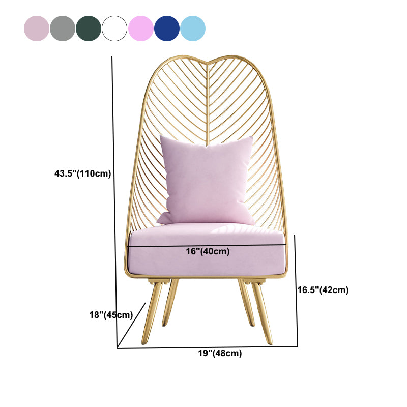 Glam Style Armless Gold Metal Chair with Parsons Chair Pillow