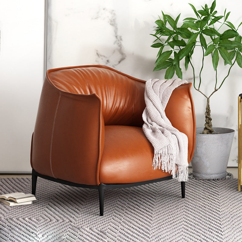 Contemporary 33.46"Wide Faux Leather Fixed Back Sponge Arm Chair