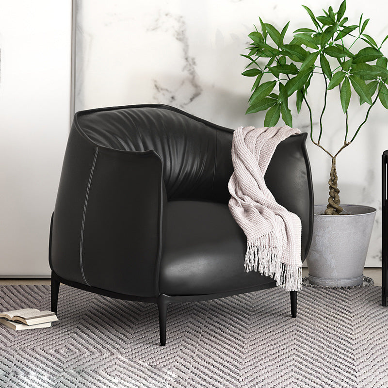 Contemporary 33.46"Wide Faux Leather Fixed Back Sponge Arm Chair