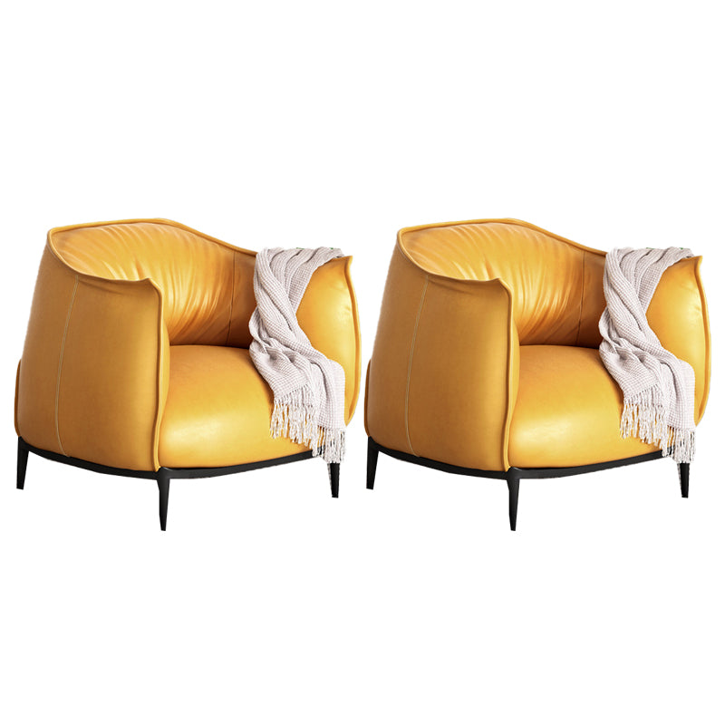 Contemporary 33.46"Wide Faux Leather Fixed Back Sponge Arm Chair