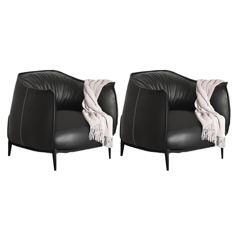 Contemporary 33.46"Wide Faux Leather Fixed Back Sponge Arm Chair