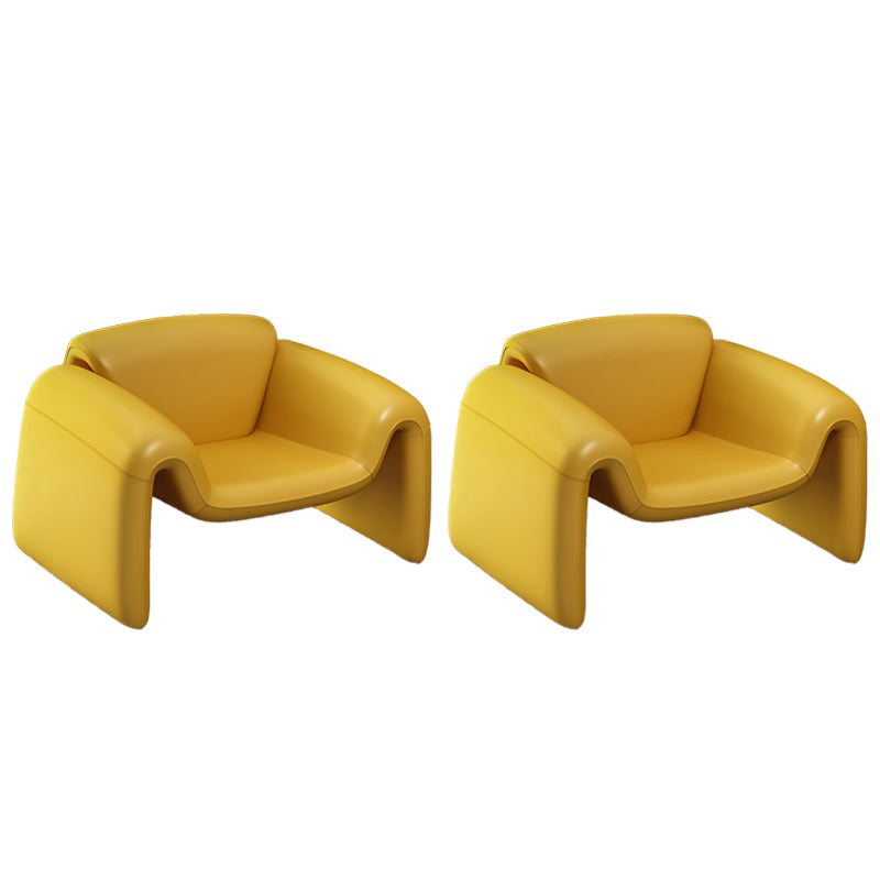 Modern Style Leather Handrail Sledge Base Fixed Back ARM Chair