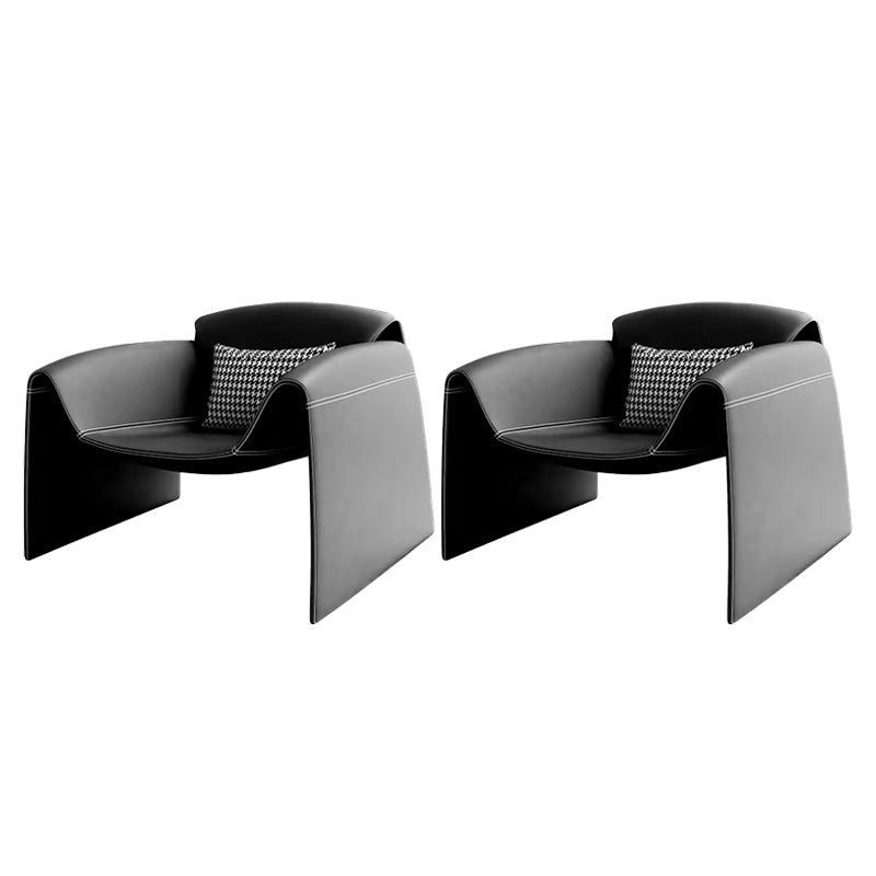 Modern Round Arms Barrel Chair Fixed Back Barrel Accent Chair for Bedroom