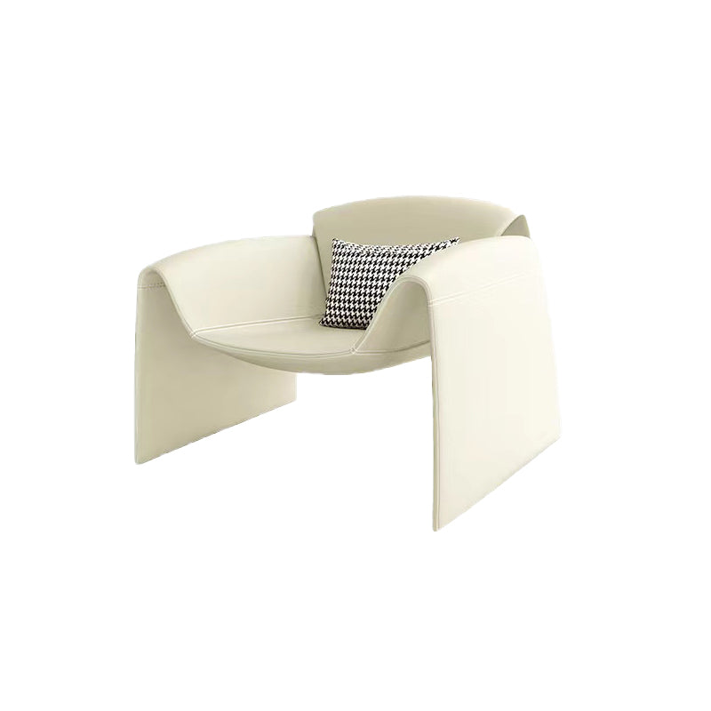 Modern Round Arms Barrel Chair Fixed Back Barrel Accent Chair for Bedroom