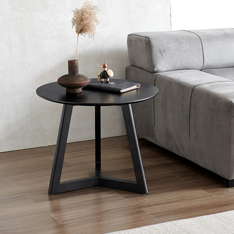 Scandinavian Solid Wood Round Top Side Table 19.6-inch 3 Legs End Table