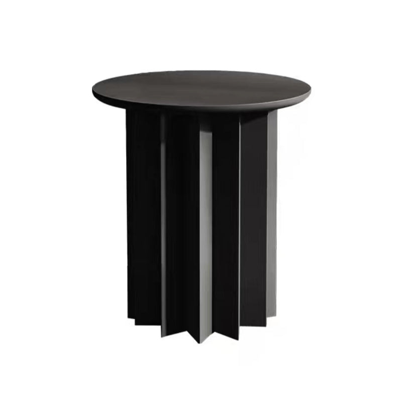 Scandinavian Round Solid Wood Top Side Table 19.6" Tall Pedestal End Table with