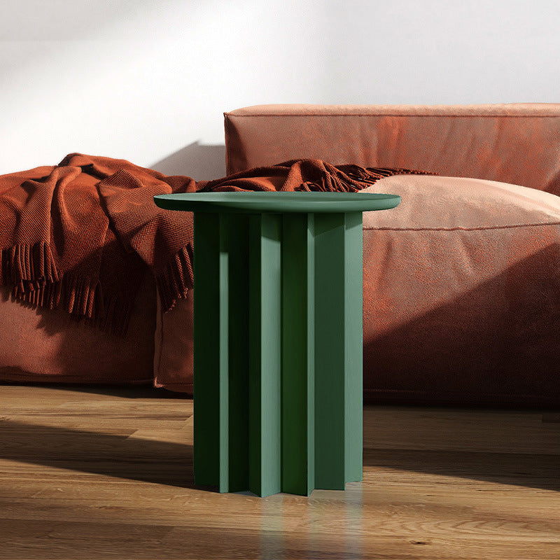 Scandinavian Round Solid Wood Top Side Table 19.6" Tall Pedestal End Table with