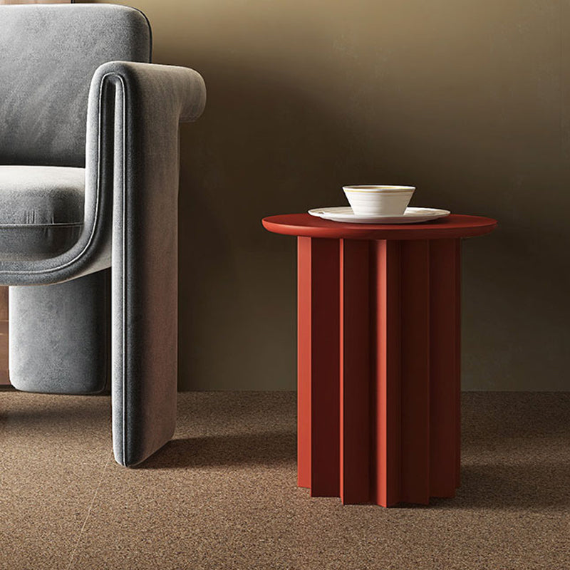 Scandinavian Round Solid Wood Top Side Table 19.6" Tall Pedestal End Table with
