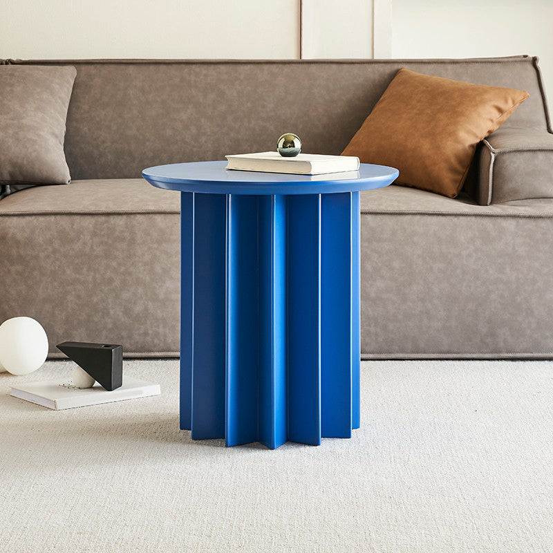 Scandinavian Round Solid Wood Top Side Table 19.6" Tall Pedestal End Table with