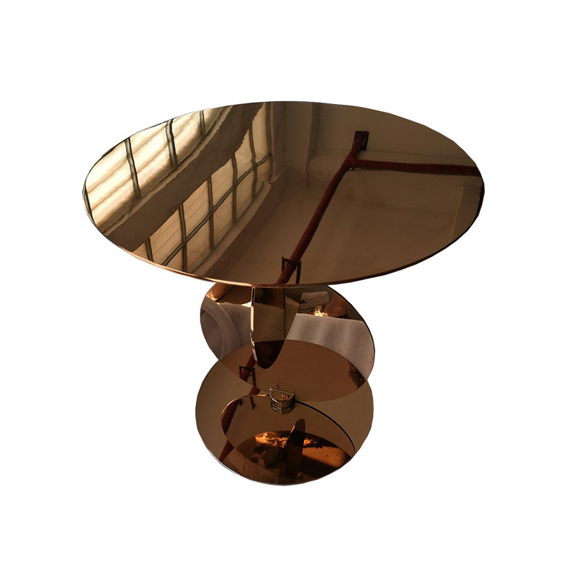 Medieval Modern Style Pedestal Base Design Circular Metal Side Table