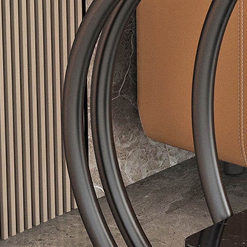 Modern Rectangle Slate Top End Table 23.6" Tall Iron C Side Table with Shelf