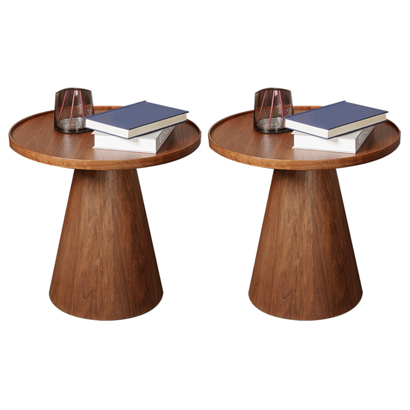 Contemporary Style Side End Table Pedestal Wooden Round Sofa Side Accent Table