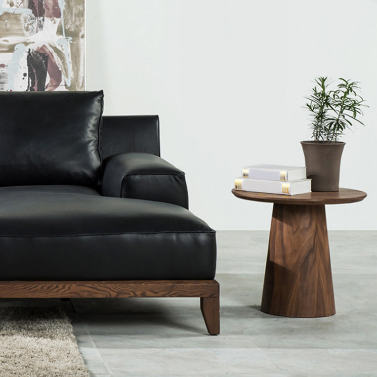 Contemporary Style Side End Table Pedestal Wooden Round Sofa Side Accent Table