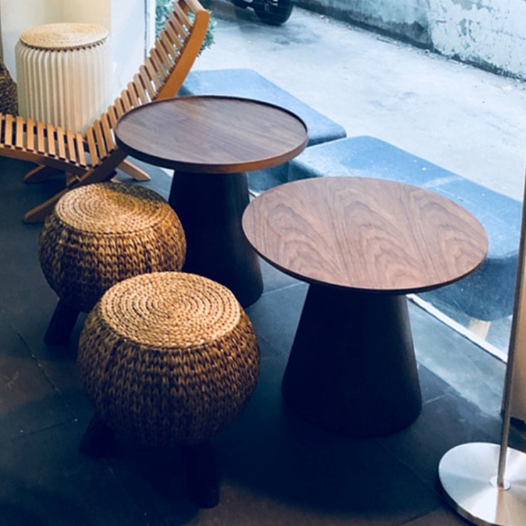 Contemporary Style Side End Table Pedestal Wooden Round Sofa Side Accent Table