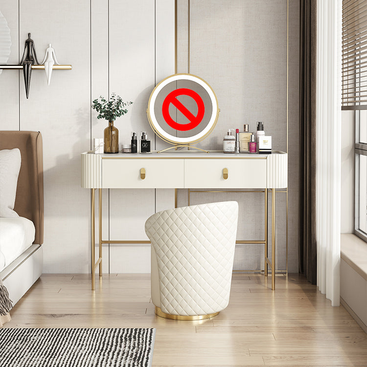 Glame Makeup Counter with Slate Top, Beige Vanity Dressing Table