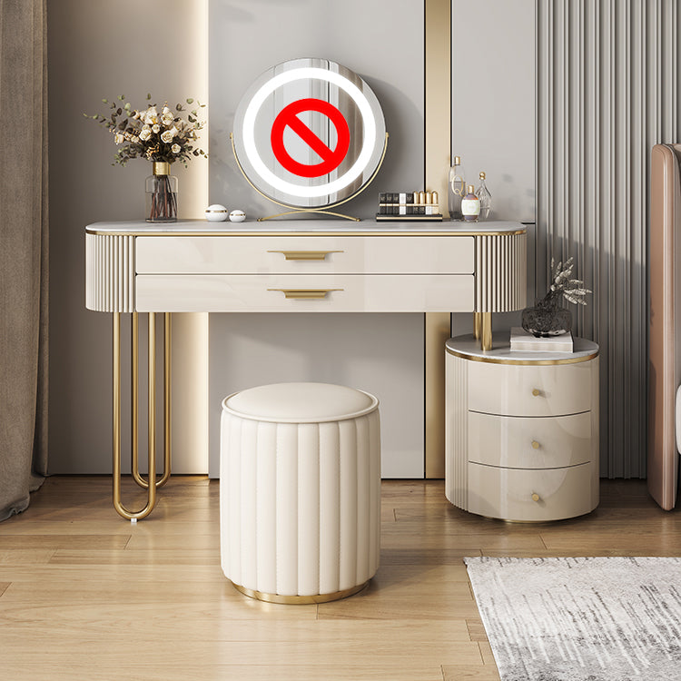 Glam Slate Top Make-up Vanity Wooden 5-Drawers Vanity Dressing Table