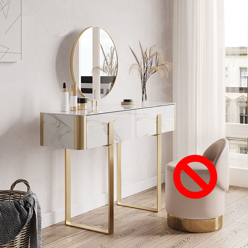 Glam Slate Top Vanity Table 2-Drawer Vanity Dressing Table Set
