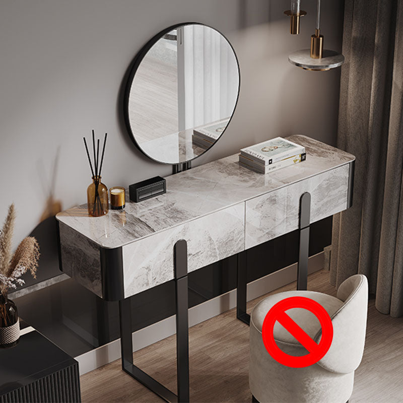 Glam Slate Top Vanity Table 2-Drawer Vanity Dressing Table Set