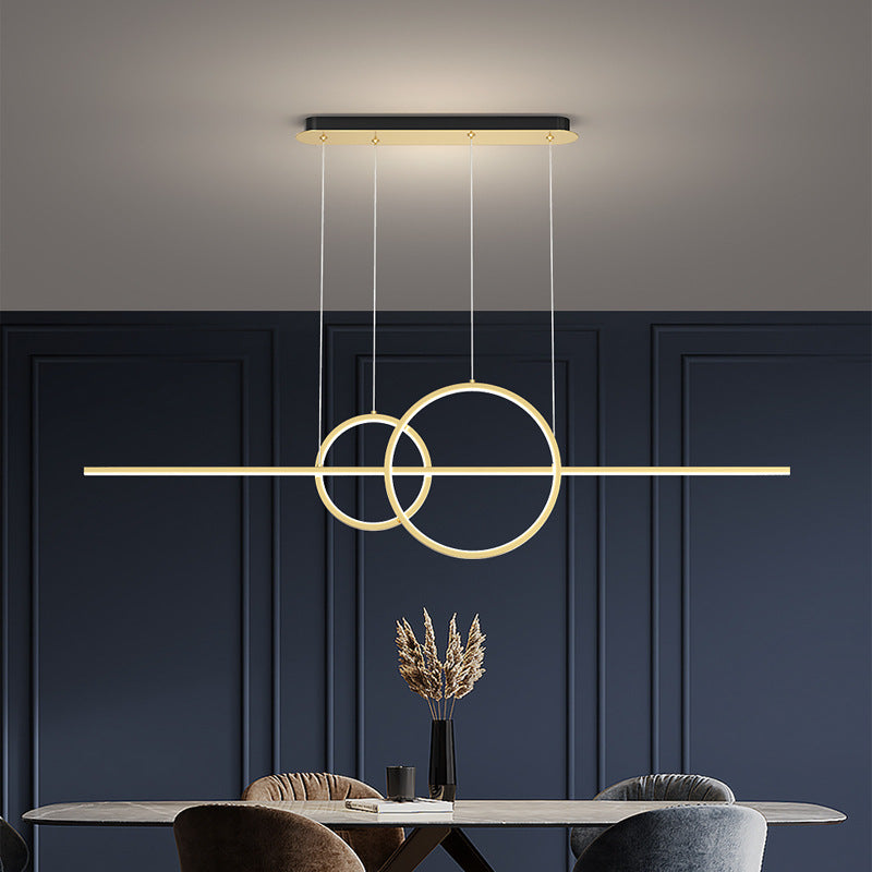 Metal 3-Light Pendant Light in Modern Minimalist Linear LED Silicone Island Light